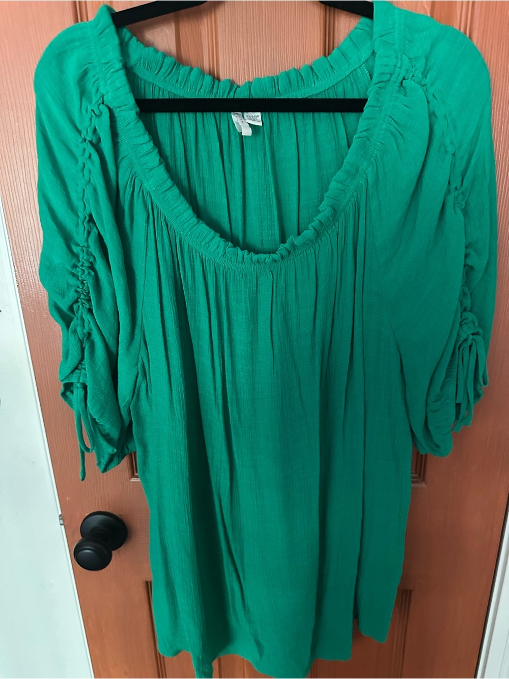 Women’s Cato Green Peasant Top - Lightweight Boho Blouse